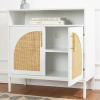 imageBest Choice Products 2Door Rattan Storage Cabinet Accent Furniture Multifunctional Cupboard for Living Room Hallway Kitchen Sideboard Buffet Table wNonScratch Foot Pads  NaturalWhite