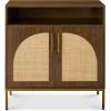 imageBest Choice Products 2Door Rattan Storage Cabinet Accent Furniture Multifunctional Cupboard for Living Room Hallway Kitchen Sideboard Buffet Table wNonScratch Foot Pads  NaturalBrown