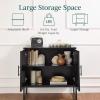 imageBest Choice Products 2Door Rattan Storage Cabinet Accent Furniture Multifunctional Cupboard for Living Room Hallway Kitchen Sideboard Buffet Table wNonScratch Foot Pads  NaturalBlack