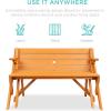 imageBest Choice Products 2in1 Transforming Interchangeable Outdoor Wooden Picnic Table Garden Bench for Backyard Porch Patio Deck wUmbrella Hole  Natural
