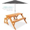 imageBest Choice Products 2in1 Transforming Interchangeable Outdoor Wooden Picnic Table Garden Bench for Backyard Porch Patio Deck wUmbrella Hole  Natural