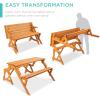 imageBest Choice Products 2in1 Transforming Interchangeable Outdoor Wooden Picnic Table Garden Bench for Backyard Porch Patio Deck wUmbrella Hole  Natural