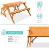 imageBest Choice Products 2in1 Transforming Interchangeable Outdoor Wooden Picnic Table Garden Bench for Backyard Porch Patio Deck wUmbrella Hole  Natural