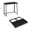 imageBest Choice Products 315in Folding Drop Leaf Desk Table Computer Workstation for Home Office wWood Table Top Back Shelf Portable Space Saving  BlackBlack