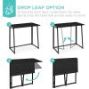 imageBest Choice Products 315in Folding Drop Leaf Desk Table Computer Workstation for Home Office wWood Table Top Back Shelf Portable Space Saving  BlackBlack