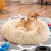 imageBest Choice Products 36in Dog Bed SelfWarming Plush Shag Fur Donut Calming Pet Bed Cuddler wWaterResistant Lining Raised Rim  GrayBrown