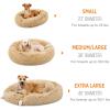 imageBest Choice Products 36in Dog Bed SelfWarming Plush Shag Fur Donut Calming Pet Bed Cuddler wWaterResistant Lining Raised Rim  GrayBrown