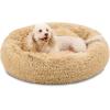 imageBest Choice Products 36in Dog Bed SelfWarming Plush Shag Fur Donut Calming Pet Bed Cuddler wWaterResistant Lining Raised Rim  GrayBrown