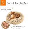 imageBest Choice Products 36in Dog Bed SelfWarming Plush Shag Fur Donut Calming Pet Bed Cuddler wWaterResistant Lining Raised Rim  GrayBrown