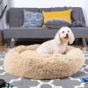 imageBest Choice Products 36in Dog Bed SelfWarming Plush Shag Fur Donut Calming Pet Bed Cuddler wWaterResistant Lining Raised Rim  GrayBrown