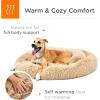imageBest Choice Products 36in Dog Bed SelfWarming Plush Shag Fur Donut Calming Pet Bed Cuddler wWaterResistant Lining Raised Rim  GrayBrown