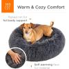 imageBest Choice Products 36in Dog Bed SelfWarming Plush Shag Fur Donut Calming Pet Bed Cuddler wWaterResistant Lining Raised Rim  GrayGray
