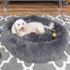 imageBest Choice Products 36in Dog Bed SelfWarming Plush Shag Fur Donut Calming Pet Bed Cuddler wWaterResistant Lining Raised Rim  GrayGray