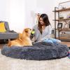 imageBest Choice Products 36in Dog Bed SelfWarming Plush Shag Fur Donut Calming Pet Bed Cuddler wWaterResistant Lining Raised Rim  GrayGray