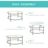 imageBest Choice Products 36in Modern Round Tempered Glass Accent Side Coffee Table for Living Room Dining Room Tea Home Dcor wMetal Frame NonMarring Foot Caps  BlackGrey