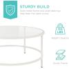 imageBest Choice Products 36in Modern Round Tempered Glass Accent Side Coffee Table for Living Room Dining Room Tea Home Dcor wMetal Frame NonMarring Foot Caps  BlackWhite