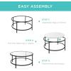 imageBest Choice Products 36in Modern Round Tempered Glass Accent Side Coffee Table for Living Room Dining Room Tea Home Dcor wMetal Frame NonMarring Foot Caps  BlackBlack