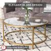 imageBest Choice Products 36in Modern Round Tempered Glass Accent Side Coffee Table for Living Room Dining Room Tea Home Dcor wMetal Frame NonMarring Foot Caps  BlackWhite