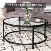 imageBest Choice Products 36in Modern Round Tempered Glass Accent Side Coffee Table for Living Room Dining Room Tea Home Dcor wMetal Frame NonMarring Foot Caps  BlackBlack