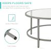 imageBest Choice Products 36in Modern Round Tempered Glass Accent Side Coffee Table for Living Room Dining Room Tea Home Dcor wMetal Frame NonMarring Foot Caps  BlackGrey