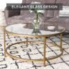 imageBest Choice Products 36in Modern Round Tempered Glass Accent Side Coffee Table for Living Room Dining Room Tea Home Dcor wMetal Frame NonMarring Foot Caps  BlackBronze Gold
