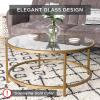 imageBest Choice Products 36in Modern Round Tempered Glass Accent Side Coffee Table for Living Room Dining Room Tea Home Dcor wMetal Frame NonMarring Foot Caps  BlackGrey
