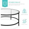 imageBest Choice Products 36in Modern Round Tempered Glass Accent Side Coffee Table for Living Room Dining Room Tea Home Dcor wMetal Frame NonMarring Foot Caps  BlackBlack