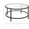 imageBest Choice Products 36in Modern Round Tempered Glass Accent Side Coffee Table for Living Room Dining Room Tea Home Dcor wMetal Frame NonMarring Foot Caps  BlackBlack
