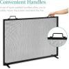 imageBest Choice Products 38x27in Single Panel Fireplace Screen Handcrafted Steel Mesh Spark Guard for Living Room Bedroom Dcor wHandles  BlackBlack