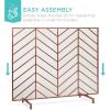 imageBest Choice Products 38x31in Single Panel Handcrafted Wrought Iron Mesh Chevron Fireplace Screen Fire Spark Guard for Living Room Bedroom Dcor wDistressed Antique Finish  PewterCopper