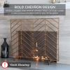 imageBest Choice Products 38x31in Single Panel Handcrafted Wrought Iron Mesh Chevron Fireplace Screen Fire Spark Guard for Living Room Bedroom Dcor wDistressed Antique Finish  PewterPewter