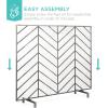 imageBest Choice Products 38x31in Single Panel Handcrafted Wrought Iron Mesh Chevron Fireplace Screen Fire Spark Guard for Living Room Bedroom Dcor wDistressed Antique Finish  PewterPewter