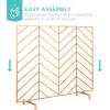 imageBest Choice Products 38x31in Single Panel Handcrafted Wrought Iron Mesh Chevron Fireplace Screen Fire Spark Guard for Living Room Bedroom Dcor wDistressed Antique Finish  PewterGold