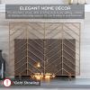 imageBest Choice Products 38x31in Single Panel Handcrafted Wrought Iron Mesh Chevron Fireplace Screen Fire Spark Guard for Living Room Bedroom Dcor wDistressed Antique Finish  PewterCopper