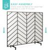 imageBest Choice Products 38x31in Single Panel Handcrafted Wrought Iron Mesh Chevron Fireplace Screen Fire Spark Guard for Living Room Bedroom Dcor wDistressed Antique Finish  PewterSatin Black