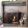 imageBest Choice Products 3Panel 55x33in Solid Wrought Iron SeeThrough Metal Fireplace Screen Spark Guard Safety Protector wDecorative Scroll  CopperBlack