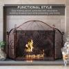 imageBest Choice Products 3Panel 55x33in Solid Wrought Iron SeeThrough Metal Fireplace Screen Spark Guard Safety Protector wDecorative Scroll  CopperCopper