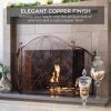 imageBest Choice Products 3Panel 55x33in Solid Wrought Iron SeeThrough Metal Fireplace Screen Spark Guard Safety Protector wDecorative Scroll  CopperCopper