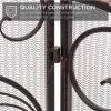 imageBest Choice Products 3Panel 55x33in Solid Wrought Iron SeeThrough Metal Fireplace Screen Spark Guard Safety Protector wDecorative Scroll  CopperCopper