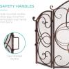 imageBest Choice Products 3Panel 55x33in Solid Wrought Iron SeeThrough Metal Fireplace Screen Spark Guard Safety Protector wDecorative Scroll  CopperCopper