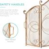 imageBest Choice Products 3Panel 55x33in Solid Wrought Iron SeeThrough Metal Fireplace Screen Spark Guard Safety Protector wDecorative Scroll  CopperGold