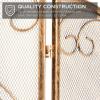 imageBest Choice Products 3Panel 55x33in Solid Wrought Iron SeeThrough Metal Fireplace Screen Spark Guard Safety Protector wDecorative Scroll  CopperGold