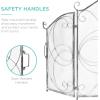 imageBest Choice Products 3Panel 55x33in Solid Wrought Iron SeeThrough Metal Fireplace Screen Spark Guard Safety Protector wDecorative Scroll  CopperPewter
