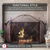 imageBest Choice Products 3Panel 55x33in Solid Wrought Iron SeeThrough Metal Fireplace Screen Spark Guard Safety Protector wDecorative Scroll  CopperPewter