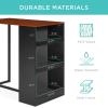 imageBest Choice Products 3Piece 36in Wooden Counter Height Dining Table Set for Kitchen Dining Room wStorage Shelves Metal Frame 2 Barstools  GrayEspresso