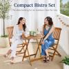 imageBest Choice Products 3Piece Acacia Wood Bistro Set Folding Patio Furniture for Backyard Balcony Deck w 2 Chairs Round Coffee Table Teak Finish  RubyNatural