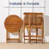 imageBest Choice Products 3Piece Acacia Wood Bistro Set Folding Patio Furniture for Backyard Balcony Deck w 2 Chairs Round Coffee Table Teak Finish  RubyNatural