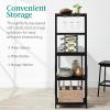imageBest Choice Products 3Piece Counter Height Dining Set Desk Bar Kitchen Island Table w 2 Stools Wine Rack ampamp Storage Shelves  BlackBlack