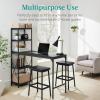 imageBest Choice Products 3Piece Counter Height Dining Set Desk Bar Kitchen Island Table w 2 Stools Wine Rack ampamp Storage Shelves  BlackBlack