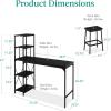 imageBest Choice Products 3Piece Counter Height Dining Set Desk Bar Kitchen Island Table w 2 Stools Wine Rack ampamp Storage Shelves  BlackBlack